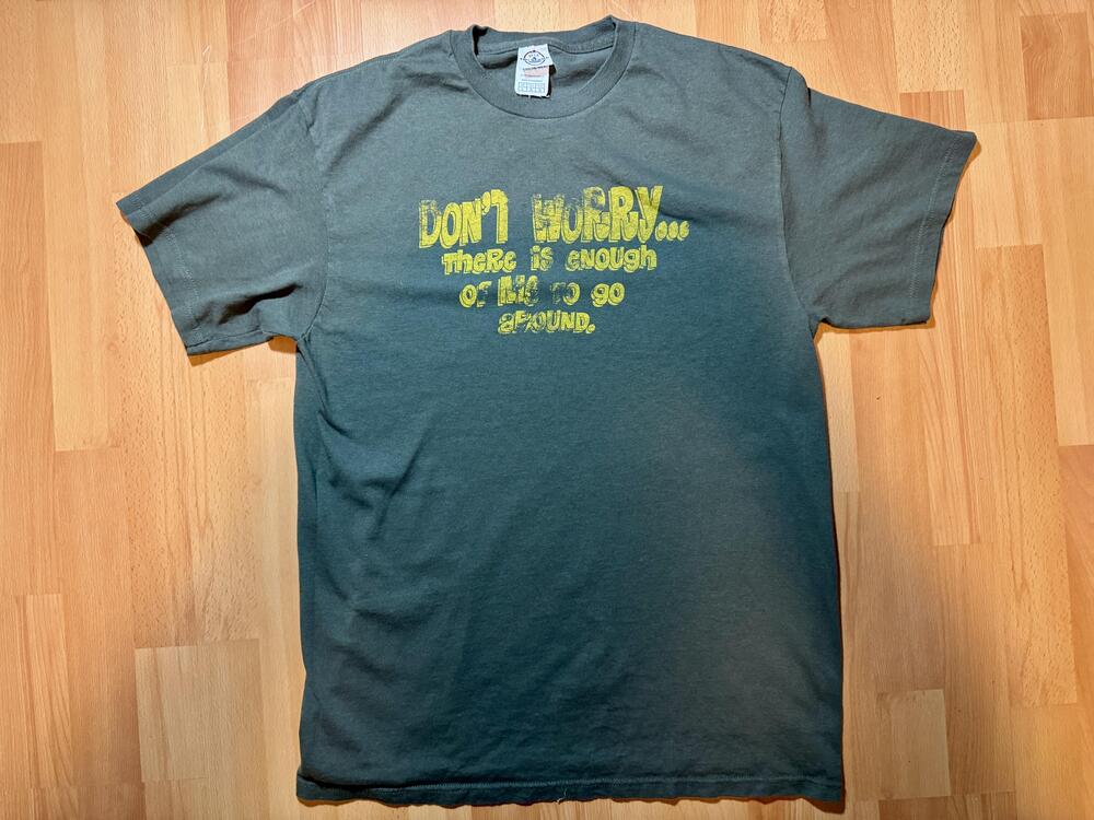 Funny Graphic Shirt Mens Large Gray Delta Pro Weight Don't Worry Slogan Tee